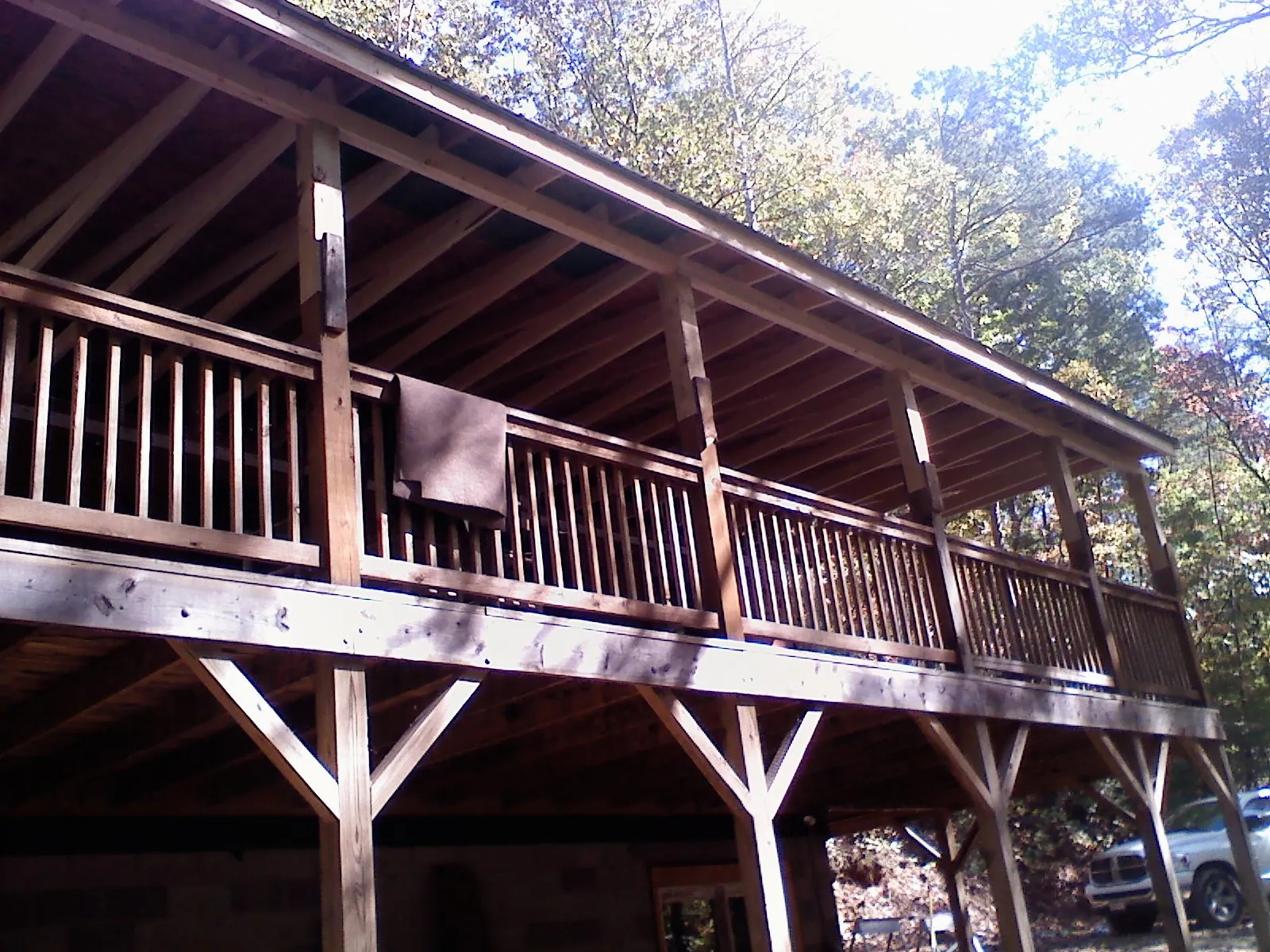 Timber framing under a new elevated porch and deck — Roof Leak Repair in Pantego by Roofing Brothers